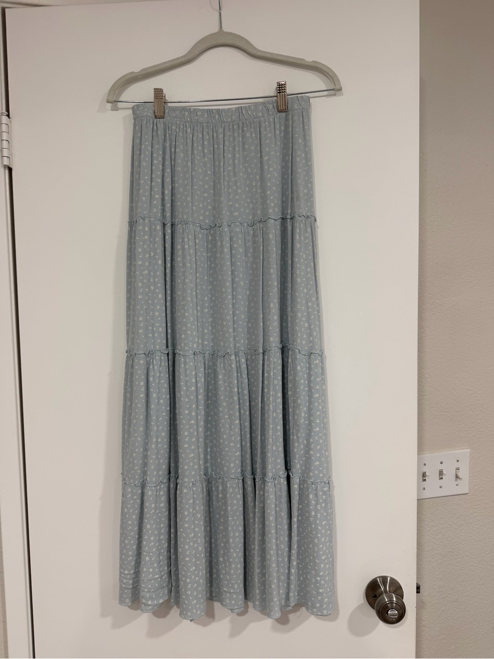 Brandy Melville Izzy Light Blue floral Tiered Maxi Skirt